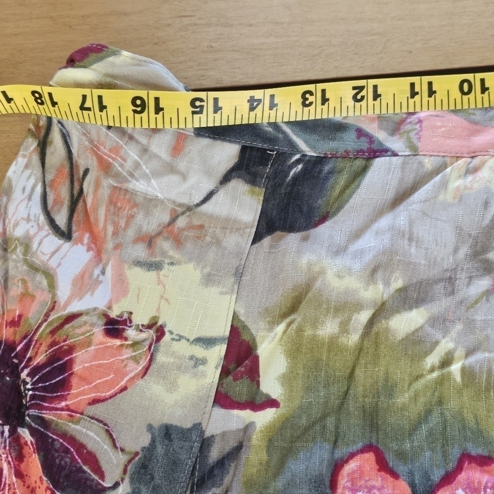 Vintage Koret Green Yellow Pink Floral Print Rayon Half Circle Maxi Skirt Sz 16 - Picture 6 of 11